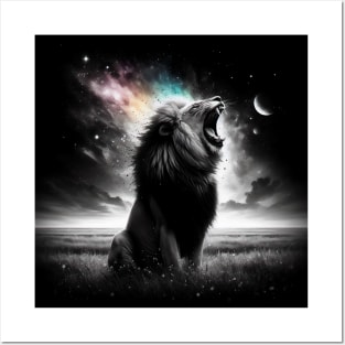 Monochromatic Lion Within Rainbow Color Splash Posters and Art